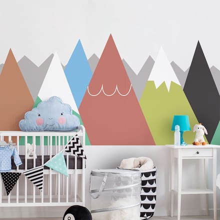 Kinderstickers met Scandinavische bergen van Danika, 90 x 135 cm