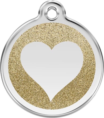 Red Dingo hondenpenning 38 mm hart glitter goud