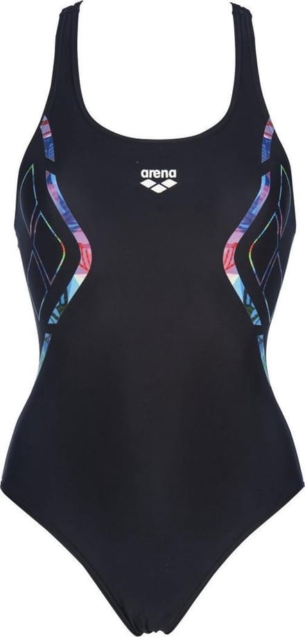 W Reflected Simmetry V Back One Piece Zwart - Blauw