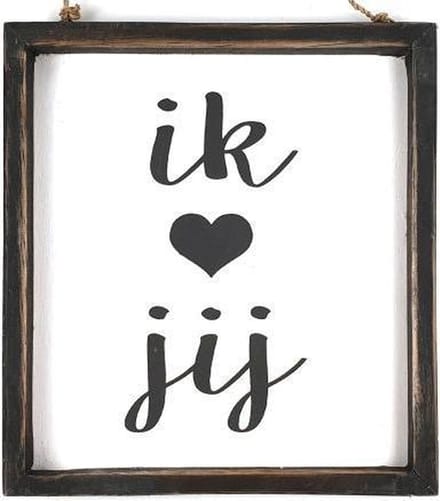 tekstlijstje 20x18cm ik hartje jij black/white