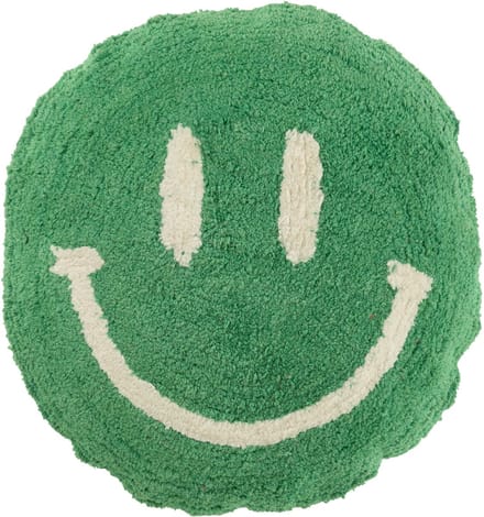 J-Line kussen Smiley Getuft - katoen - groen/wit