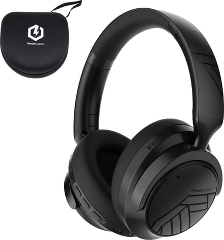 PowerLocus MoonFly Bluetooth Koptelefoon – Over-Ear Active Noise Cancelling Koptelefoon – 70 uur batterijduur – Microfoon – incl. Premium Case - Zwart