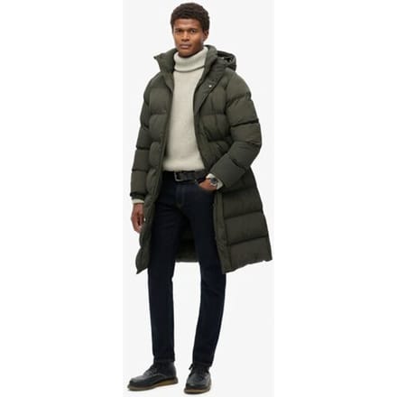 Superdry Lange Pufferjas met Capuchon Groen Grootte: XL