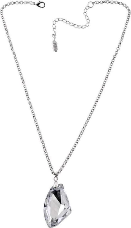 Behave - Korte Stijlvolle Ketting - Transparante Hanger van Geslepen Glas - 42 cm