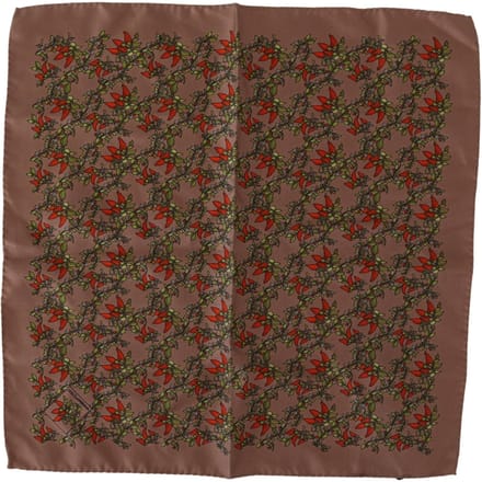 Bruine Wortelen Print Zijden Zakdoek