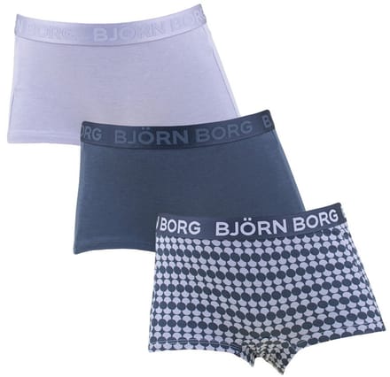 Björn Borg meisjes cotton stretch 3P mini boxershorts basic dots blauw & paars