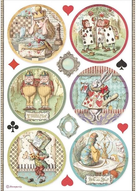 Stamperia - Alice A4 Rice Paper Selection (6 pcs) (DFSA4XAL)