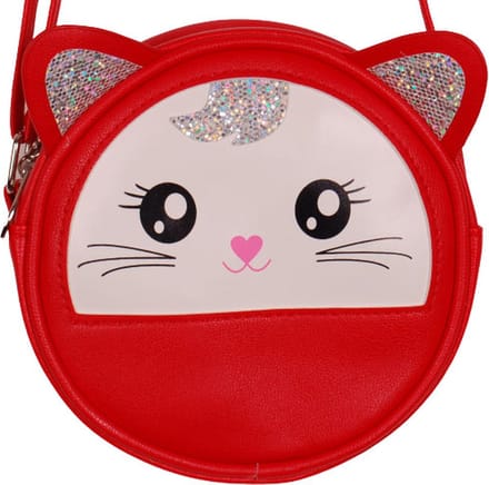 Schoudertasje poes rood - 16x16x6cm