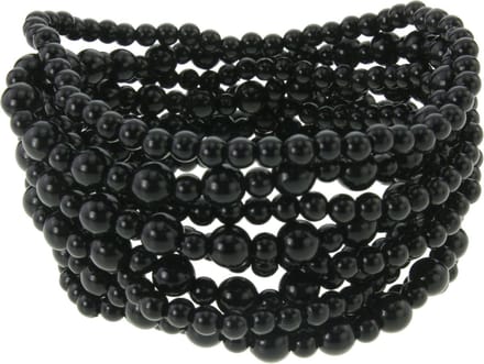 Behave - Zwarte elastische armband - kralentrend - 17,5 cm