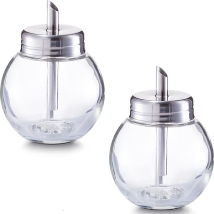 Zeller Suikerstrooier van glas/metaal - 2x - 240 ml - 12 cm - suikerpotje