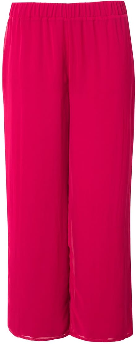 Ulla Popken - Dames - Chiffonbroek dubbellaags wijde pijp elastische tailleband - Lichtrood - Maat 42+