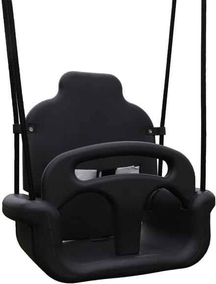 B-Play Babyschommel Groeimodel Antraciet met BR touwen zwart