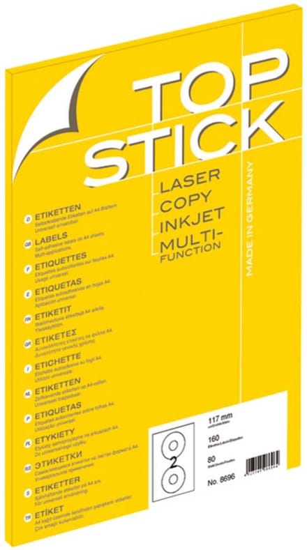 TOP STICK CD-etiketten wit, diameter 117 mm