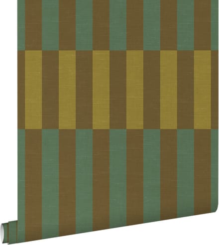 ESTAhome behang linnen-look strepen groen - 50 x 900 cm - 132247