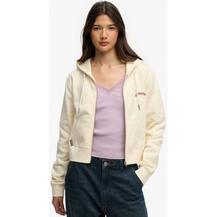 Superdry - Essential Logo Cropped Zip Hoodie - Dames - Hoodies