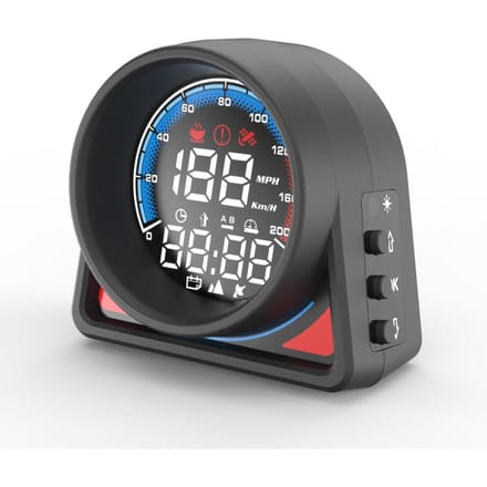 Multifunctionele auto head-up display GPS digitale snelheidsmeter KMHMPH met LED-display overtoerentalalarm zwart