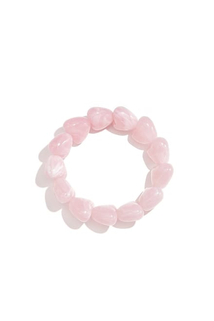 Roze Hartjes Armband Elastisch – Trendy Kralen Armband voor Dames