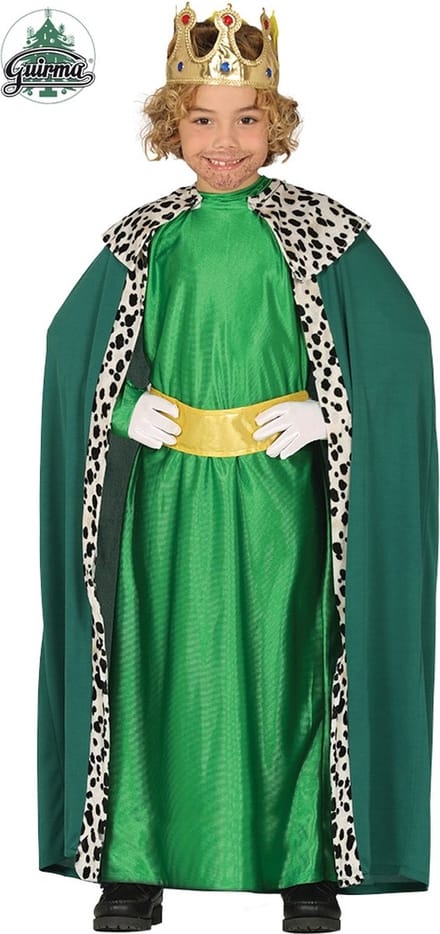Fiestas Guirca Koning mantel - groen - verkleedkostuum - voor kinderen - 3 koningen - verkleedkleding 110/116