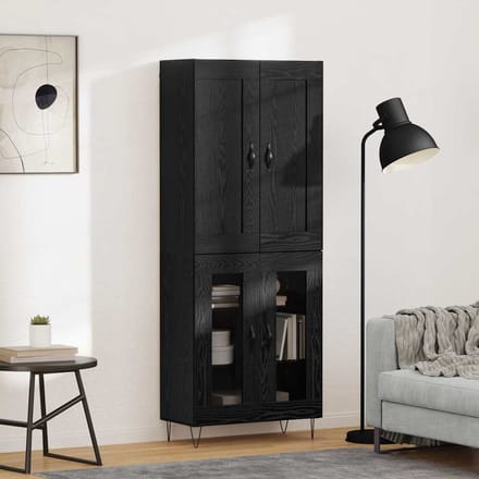 vidaXL - Highboard - Zwart - Eiken - 69,5 - x - 34 - x - 180 - cm - Bewerkt - hout