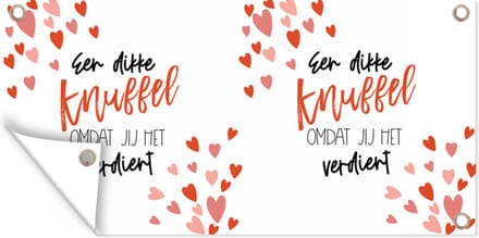 Schuttingposter Beterschap - Quotes - Rood - 200x100 cm - Tuindoek