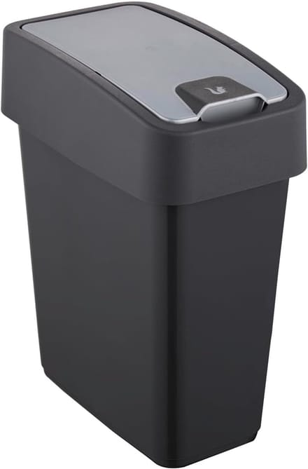 Compacte Premium Afvalbak met Flip-Deksel - 10L - Grijs - 29,5 x 18 x 36,5 cm
