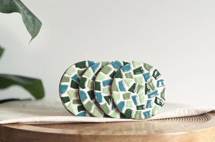 Little Creations DIY mozaïek onderzetters set groen - creatieve hobby.