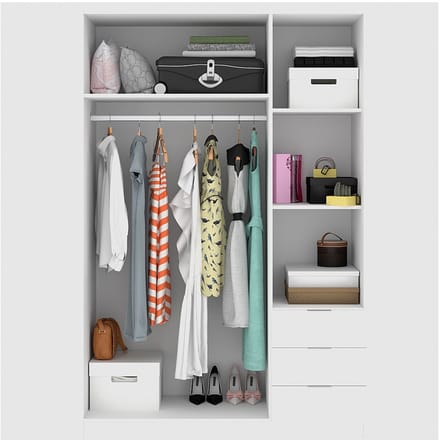 Vente-unique Kast 3 deuren en 3 lades - L121 cm - Wit - LISTOWEL