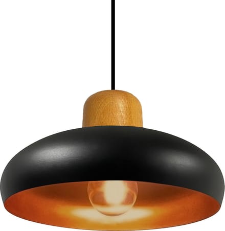 Bamyum Androa 1flame E27 Plafondlamp Binnen Zwart Metaal Hout Industriële Lamp