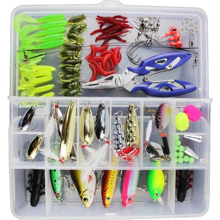 Lixada 101PCS Vislokken Tackle Gemengde Harde Aas Zacht Aas Popper Crankbait VIB Topwater 101 black