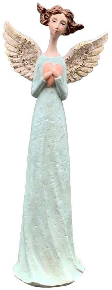 Mooie zachtgroene engel Polyresin 38 cm