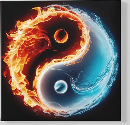 Vierkant Canvas Schilderij Abstract - Yin en Yang - 60x60x2 cm