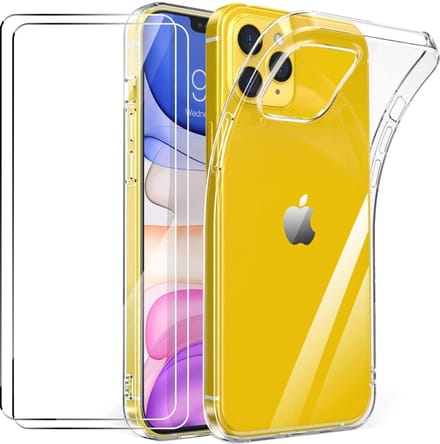 Back cover Hoesje Geschikt voor: iPhone 12 Mini Transparant TPU Siliconen Soft Case + 2X Tempered Glass Screenprotector