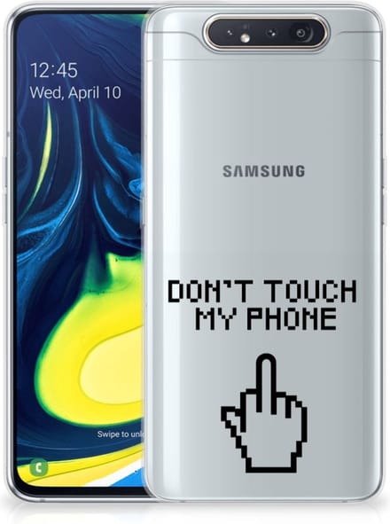 Back Cover voor Samsung Galaxy A80 Silicone-hoesje Finger Don't Touch My Phone