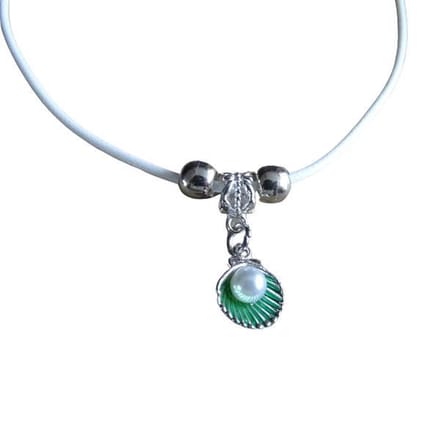 2 Love it Parelschelp WG - Ketting - Leer - Lengte: 45 cm - Groen - Wit