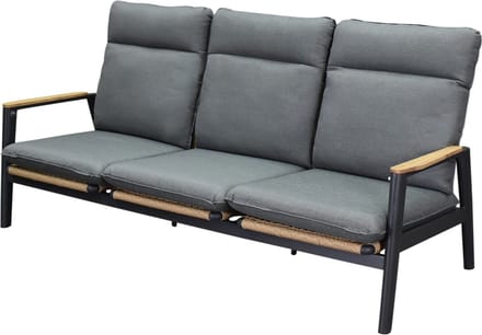 Alzano verstelbare 3-zitsbank aluminium teak antraciet
