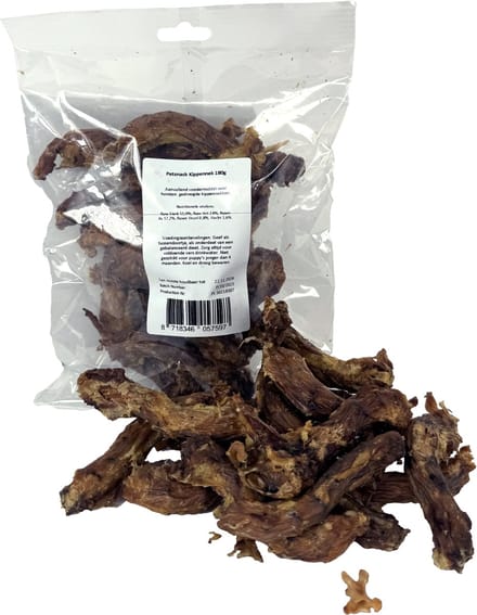 Petsnack Kippennek - Natuurlijke Kauwsnack Honden - Eiwitrijk, 180 gram