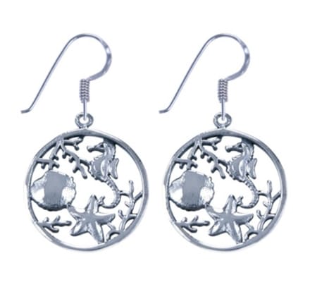 Hetty'S - Lange zilveren oorbellen - Zeeleven - Zeepaardje - Schelp - Zeester