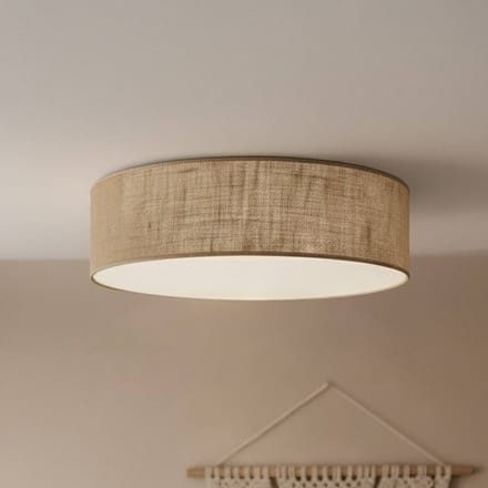 Milagro Lighting Plafondlamp Marshall, bruin, Ø 50 cm, metaal, rotan