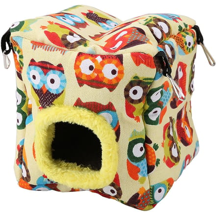 Chaude Peluche Oiseau Grotte Suspendue Nid Hamac Suspendu Hiver Cage Oiseaux (L Chouette) red