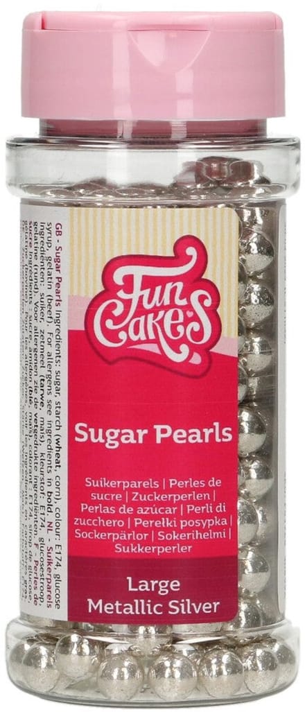 FunCakes Suikerparels - Large - Metallic Zilver - 80g - Smaakstof voor Taarten - Eetbare Taartdecoratie