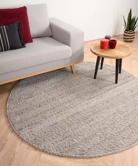 Rond wollen vloerkleed - Lett lichtgrijs 190