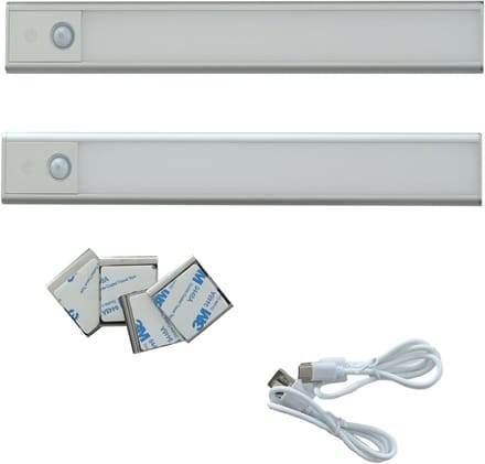 Draadloze LED Kastlamp met Bewegingsmelder (2 Stuks) - Oplaadbaar USB-C - 3 Kleuren & Dimbaar