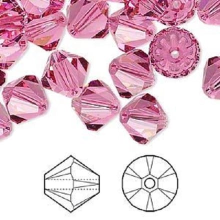 Swarovski Elements, Xilion Bicone (5328), 10mm, rose. Per 12 stuks