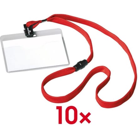 Durable badge met textielband rood