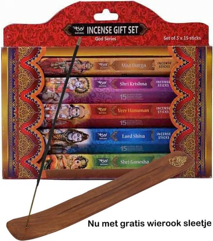 Wierook geurenset Hindoegoden - 25 cm - incl. wierookplankje