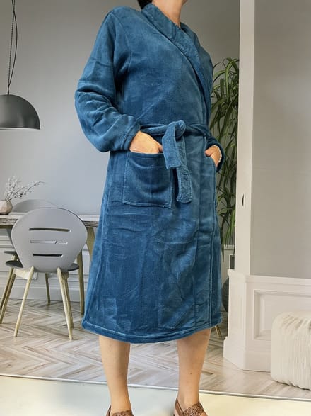 HL Tricot - Dames badjas/kamerjas - Maat M - Vrouwen - blauw -