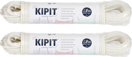Kipit Waslijn - 2x - 20 meter - PVC - wit - drooglijn / waslijndraad