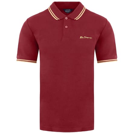 Ben Sherman Tweeling Gestipt Heren Bourgondisch Polo Shirt