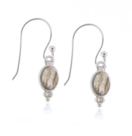 SilverGems Zilveren oorhangers met Labradoriet edelsteen