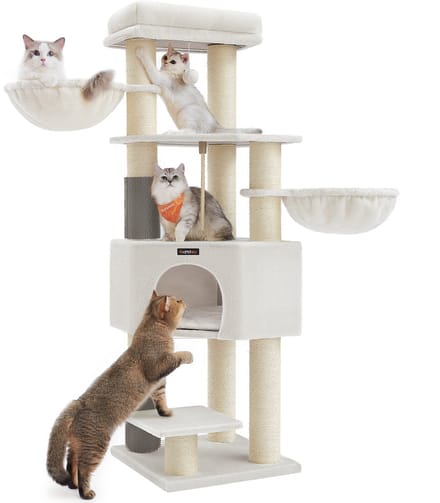 Feandrea - Krabpaal - Kattenboom - Zelfverwarmende Dekens - 2 Kattenborstels - Grote Platforms